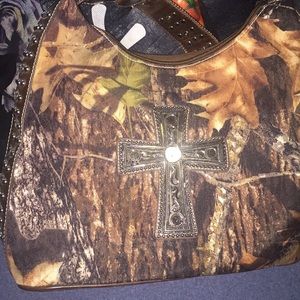 Never used camo bling cross shoulder purse
